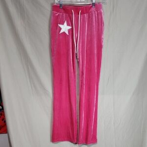 Pink Velour Pants with Star Patch